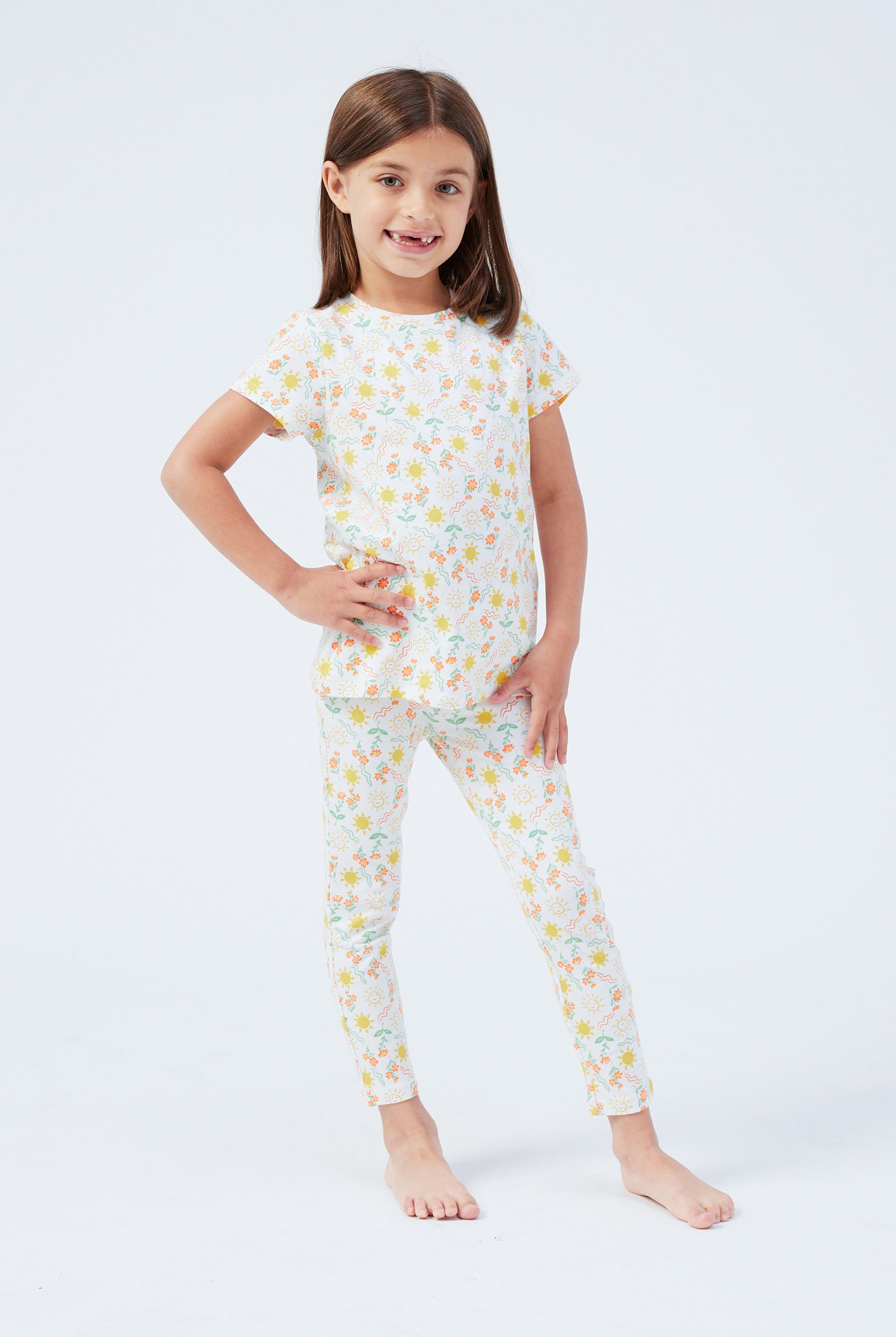 Girls Sun Flower Print Pyjama Set