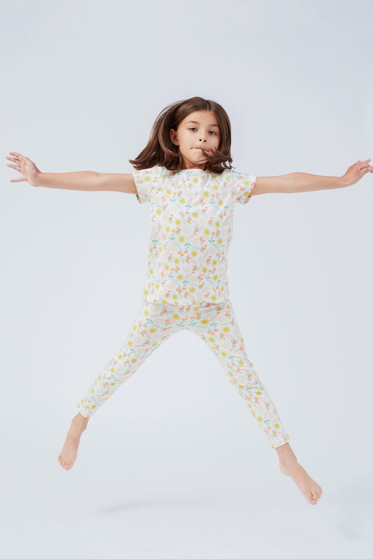 Girls Sun Flower Print Pyjama Set