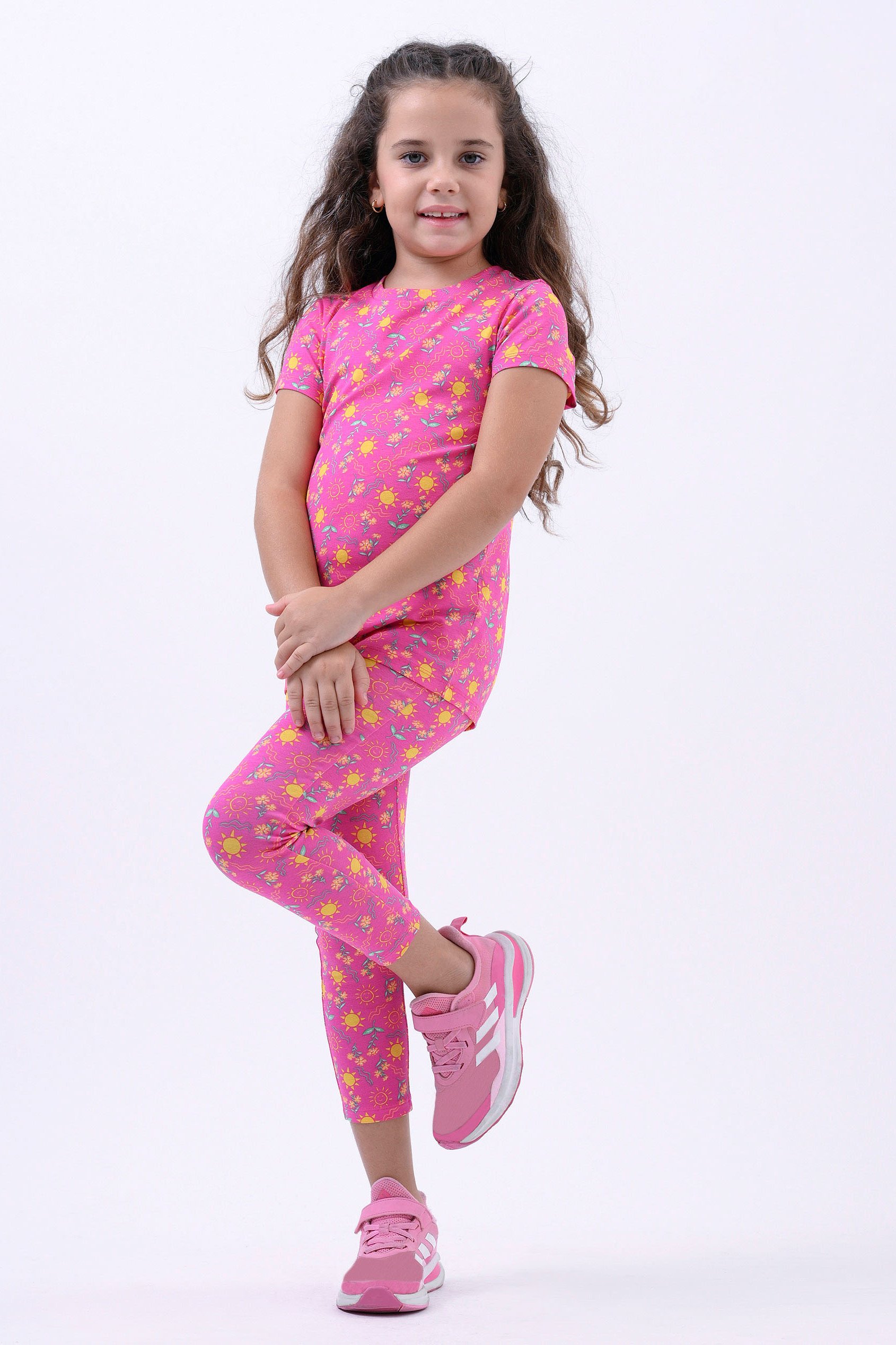 Girls Sun Flower Print Pyjama Set