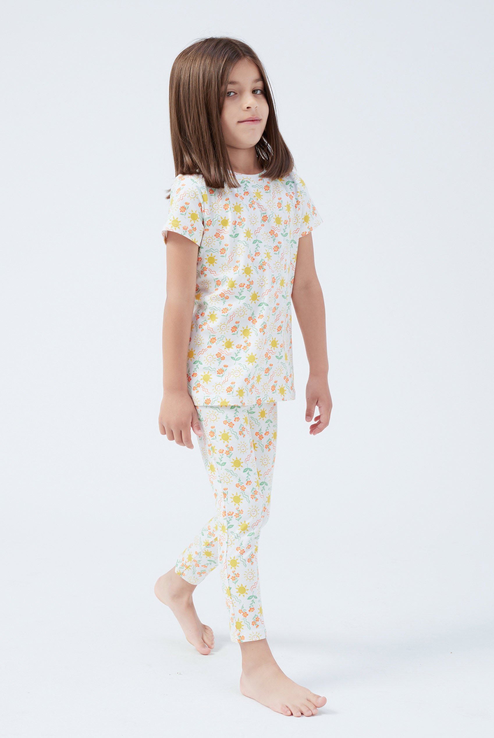 Girls Sun Flower Print Pyjama Set