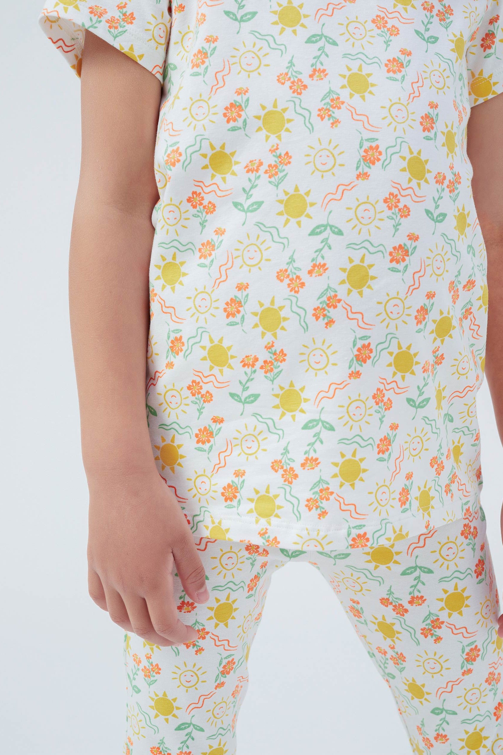 Girls Sun Flower Print Pyjama Set