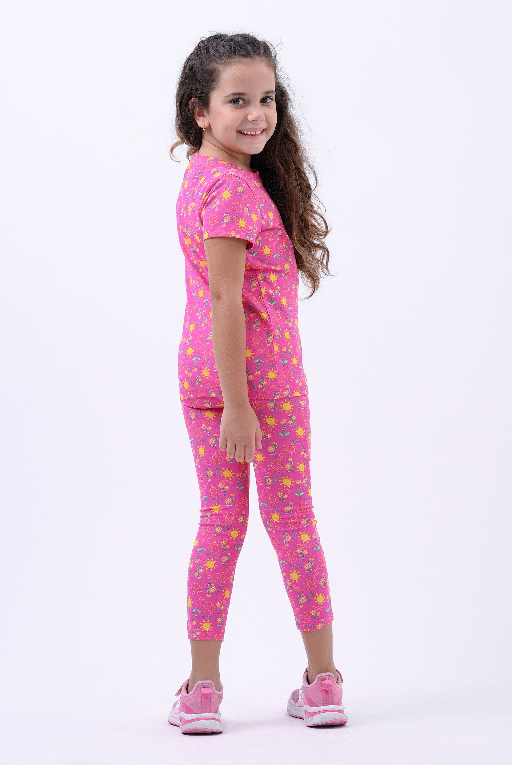 Girls Sun Flower Print Pyjama Set
