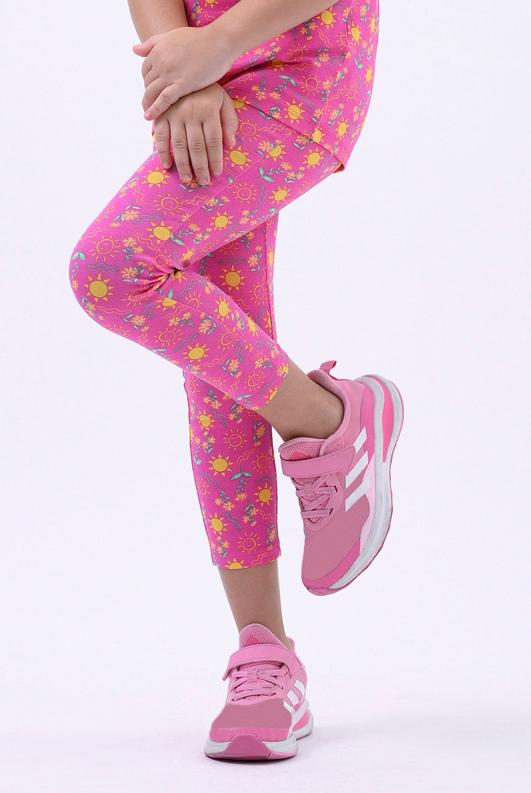 Girls Sun Flower Print Pyjama Set