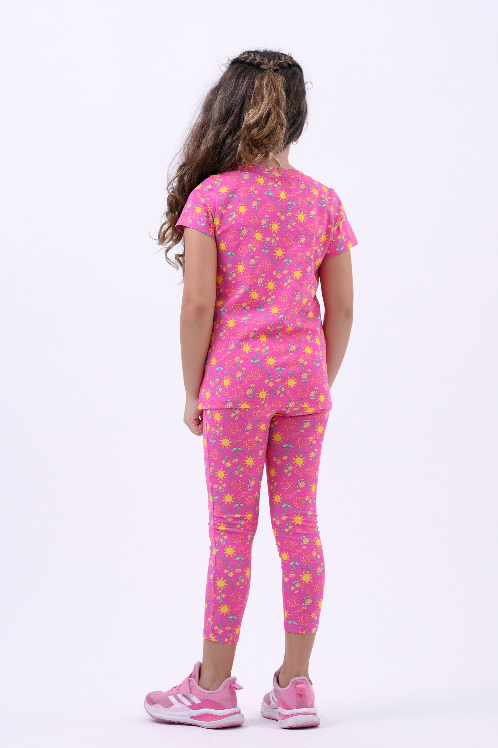 Girls Sun Flower Print Pyjama Set