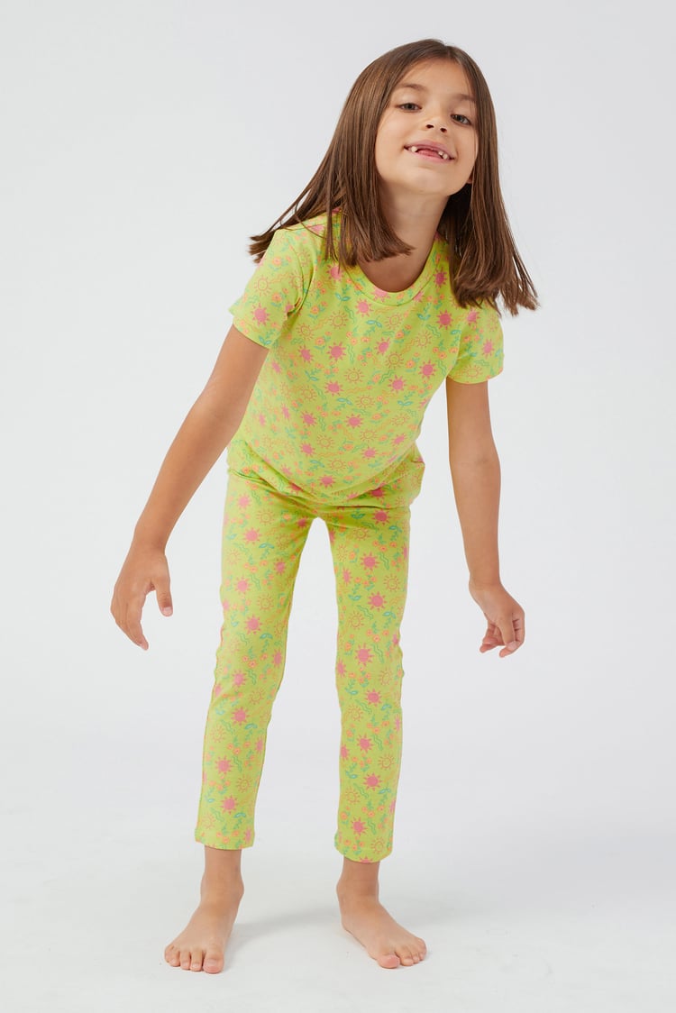 Girls Sun Flower Print Pyjama Set
