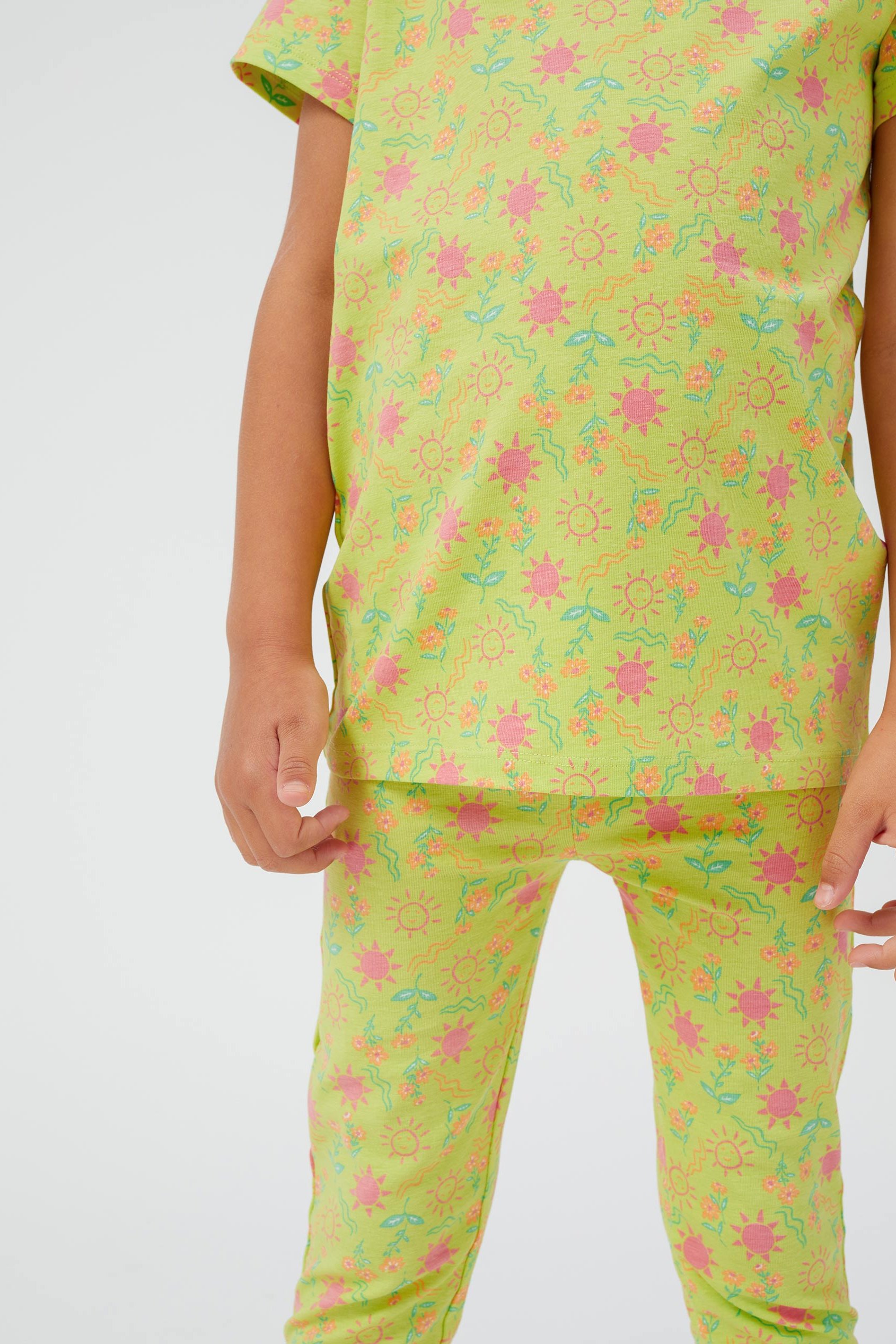 Girls Sun Flower Print Pyjama Set