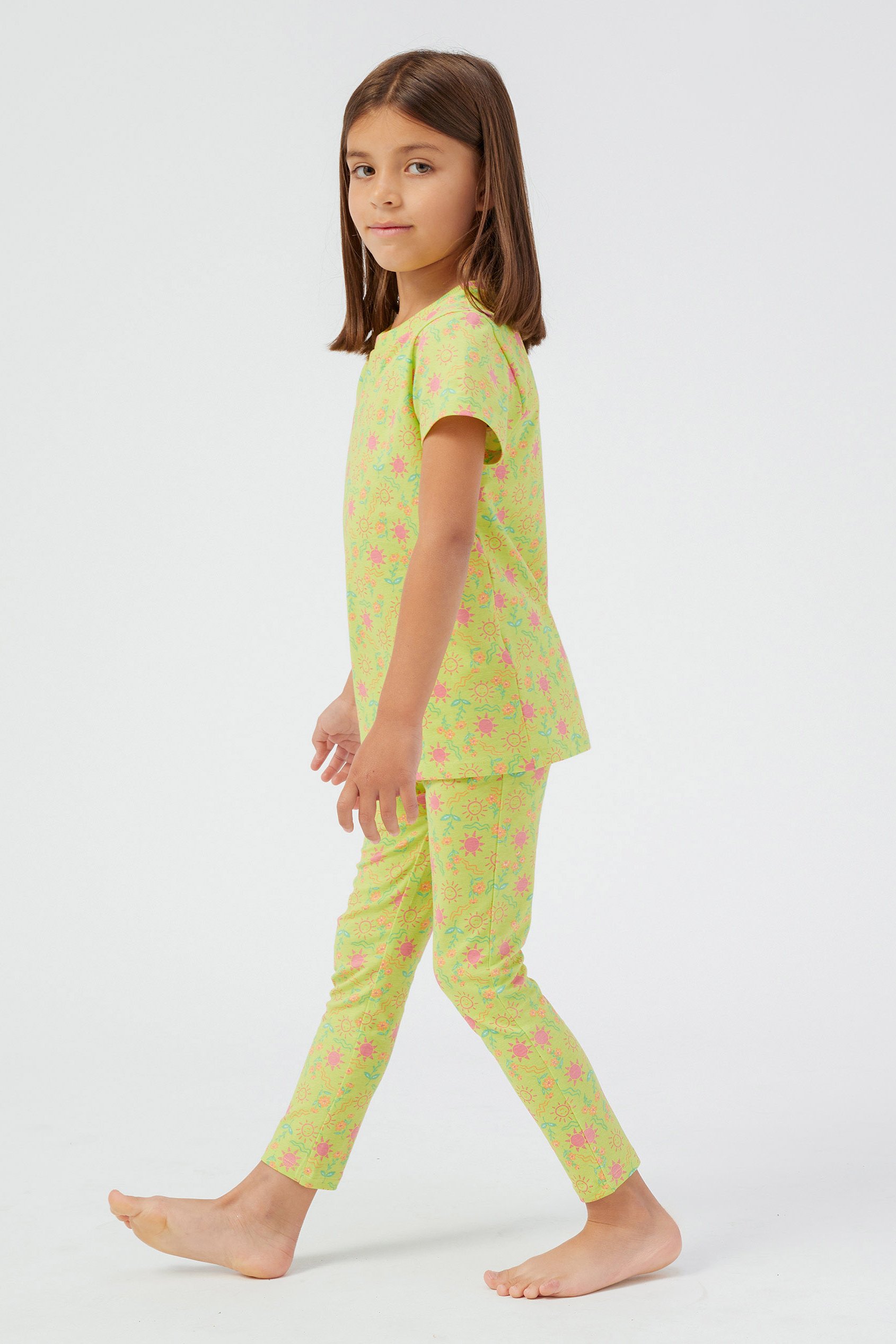 Girls Sun Flower Print Pyjama Set
