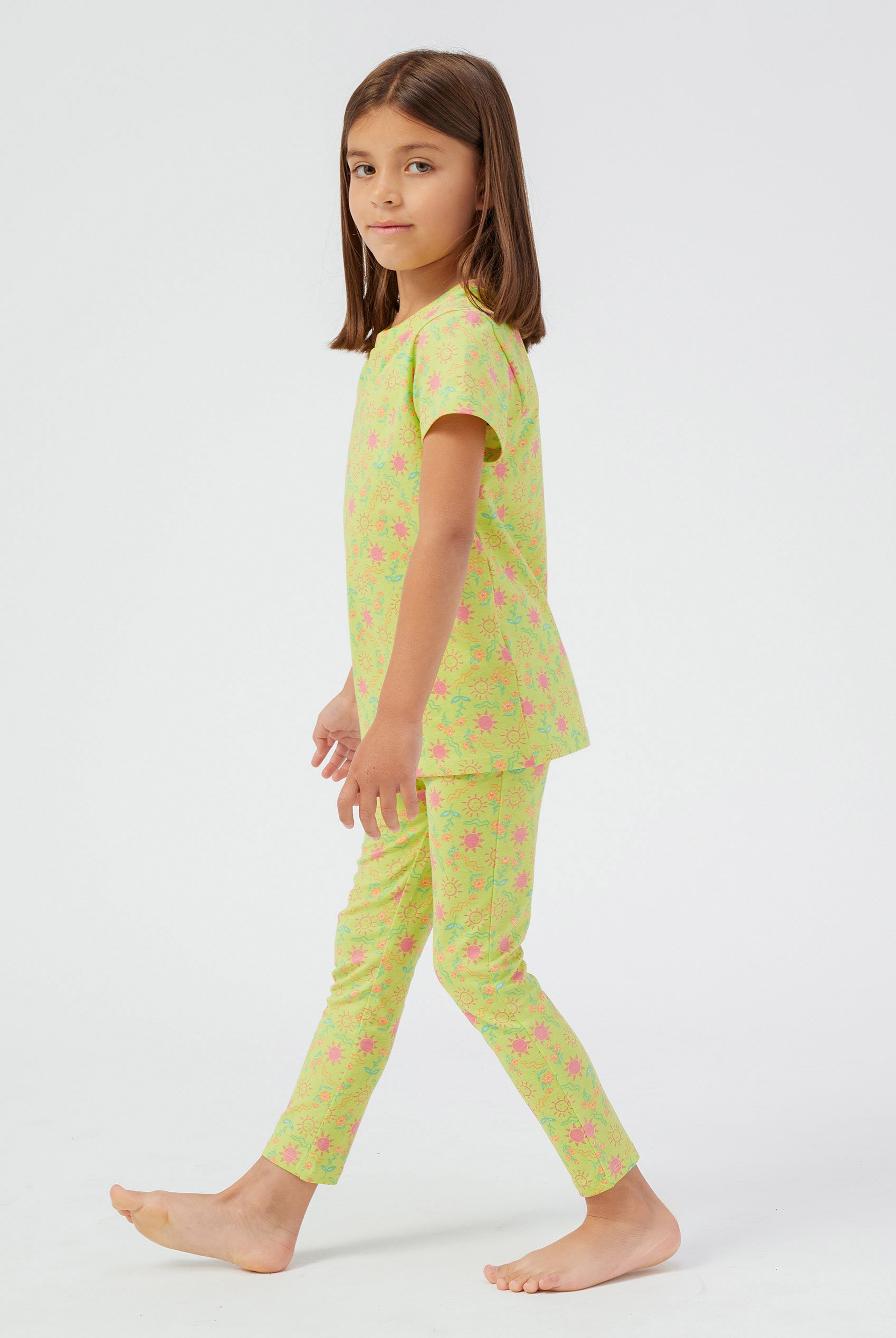 Girls Sun Flower Print Pyjama Set