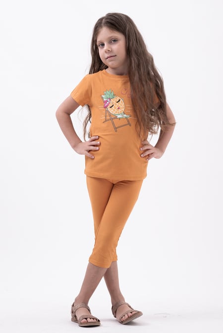 Pink Chill Pineapple Print T-Shirt & Cropped Legging Set