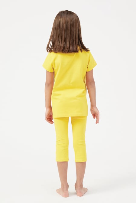 Yellow Chill Pineapple Print T-Shirt & Cropped Legging Set