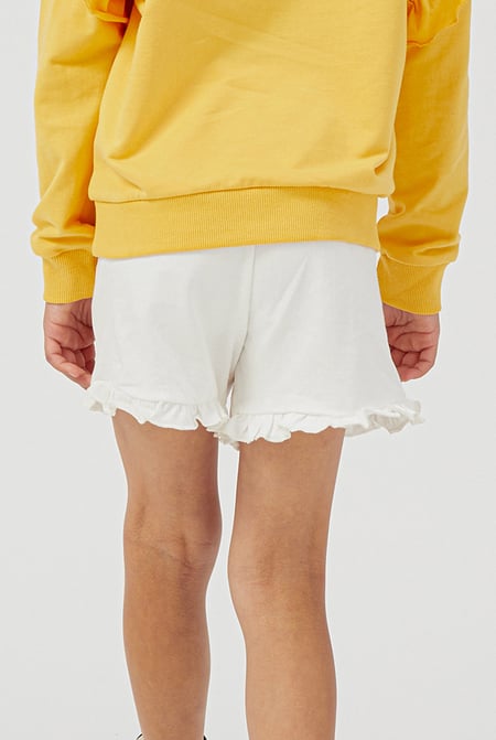 White Frill Jersey Shorts