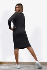 Crepe Ribbed Bodycon Midi Dress