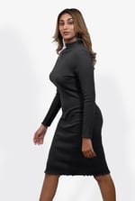 Crepe Ribbed Bodycon Midi Dress