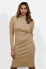 Crepe Ribbed Bodycon Midi Dress