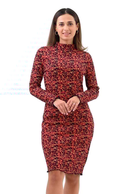 Cream Crepe Ribbed Midi Floral Dress