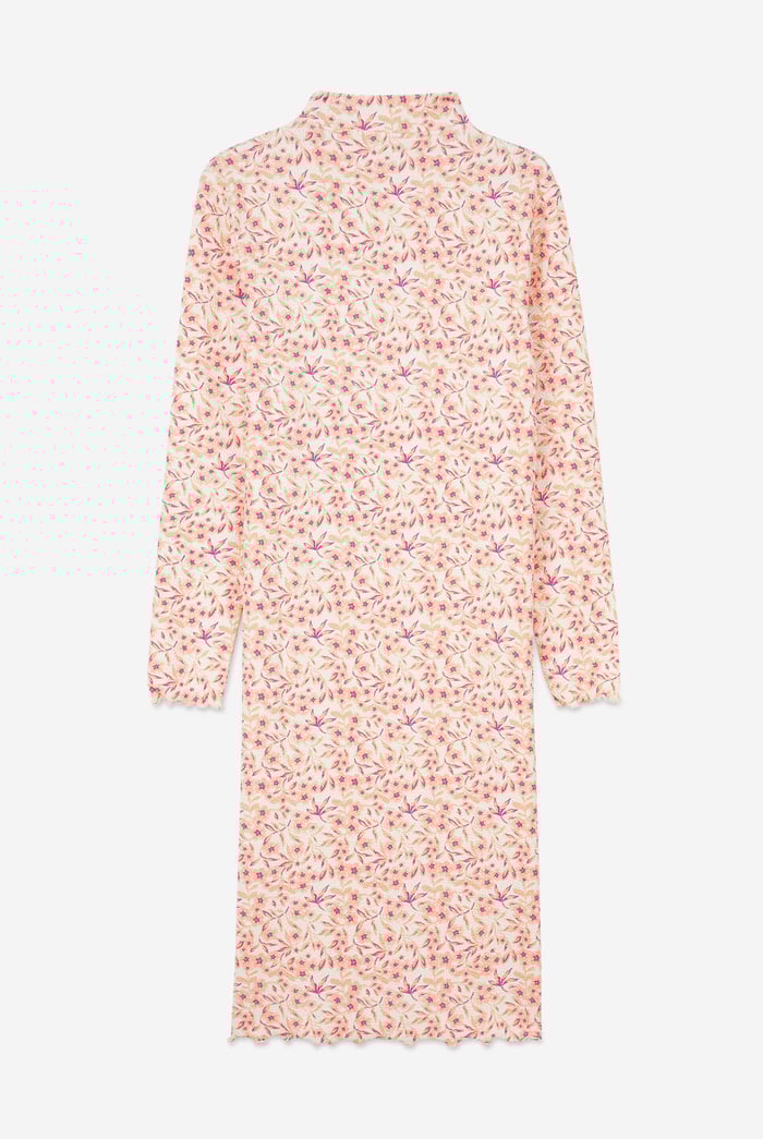 Crepe Ribbed Midi Floral Dress