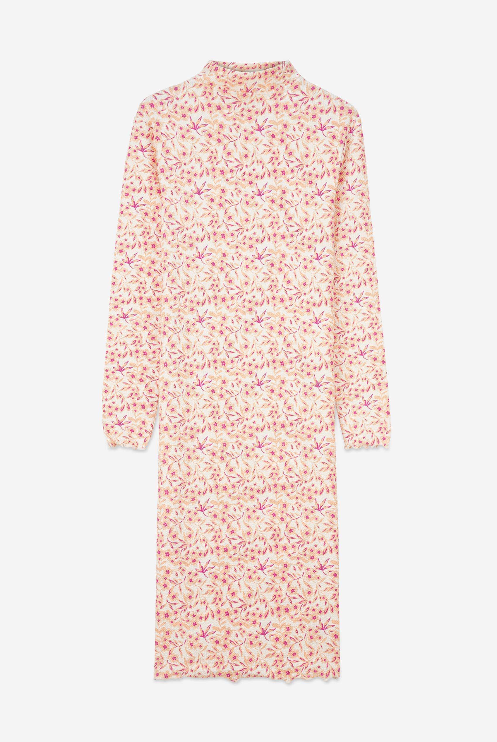 Crepe Ribbed Midi Floral Dress
