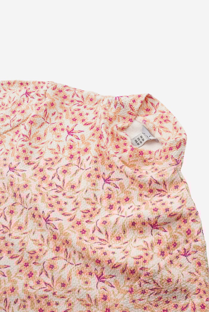 Crepe Ribbed Midi Floral Dress