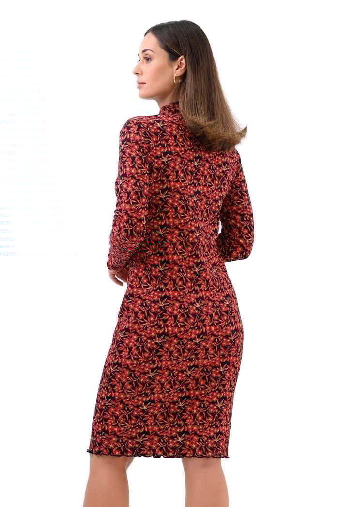 Crepe Ribbed Midi Floral Dress