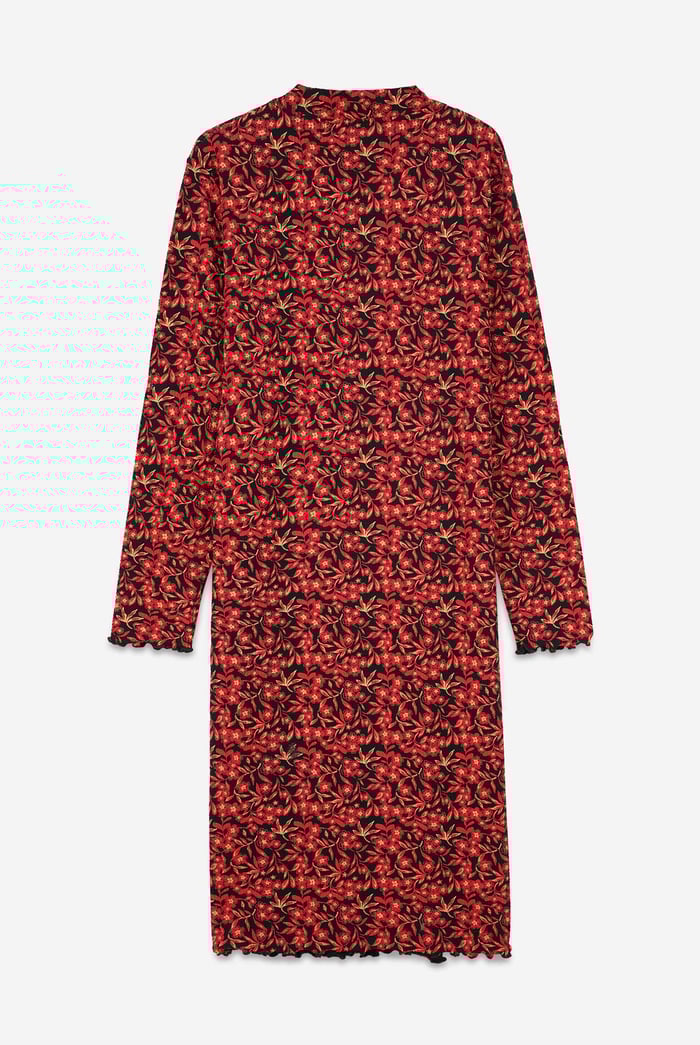Crepe Ribbed Midi Floral Dress