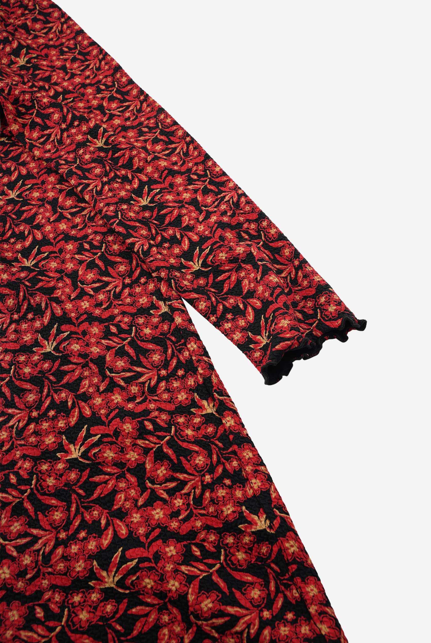 Crepe Ribbed Midi Floral Dress