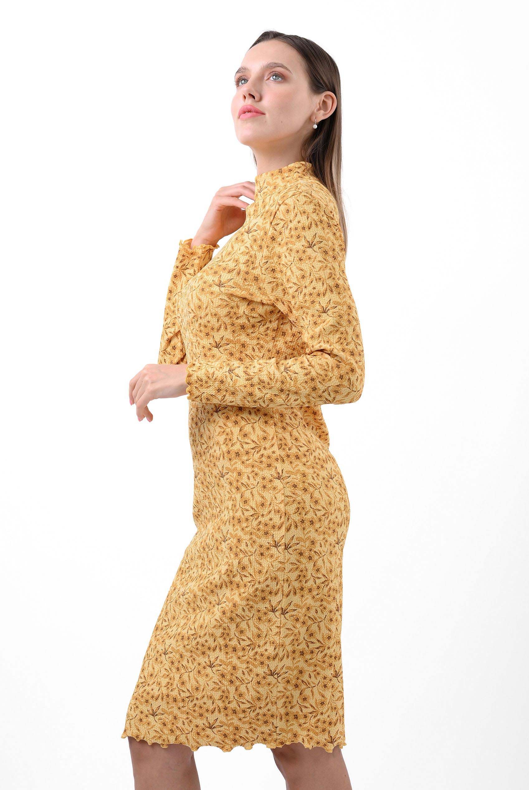 Crepe Ribbed Midi Floral Dress