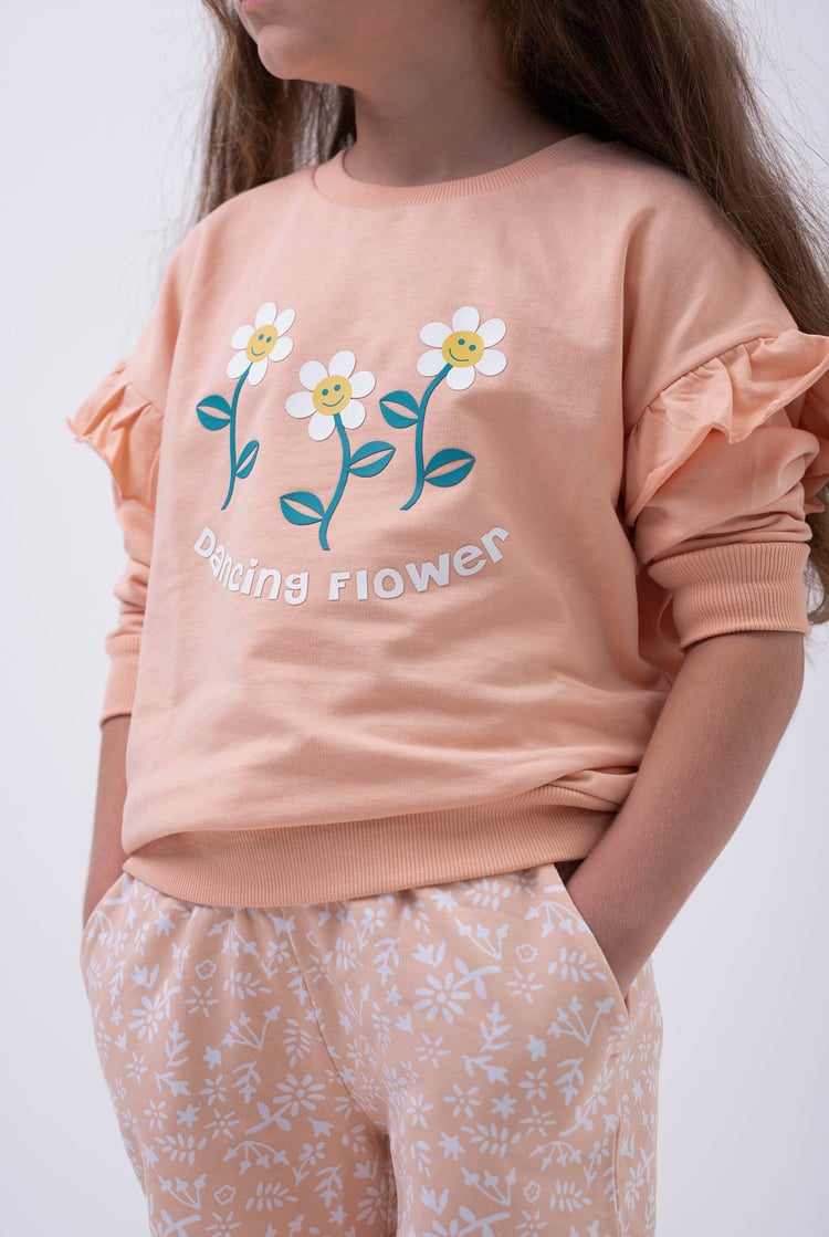 Girls Chest Print Sweatshirt