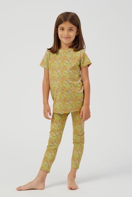Girls White Abstract Print T-Shirt & Leggings Set