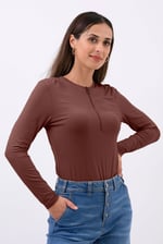 Zip Front Crew Neck T-Shirt