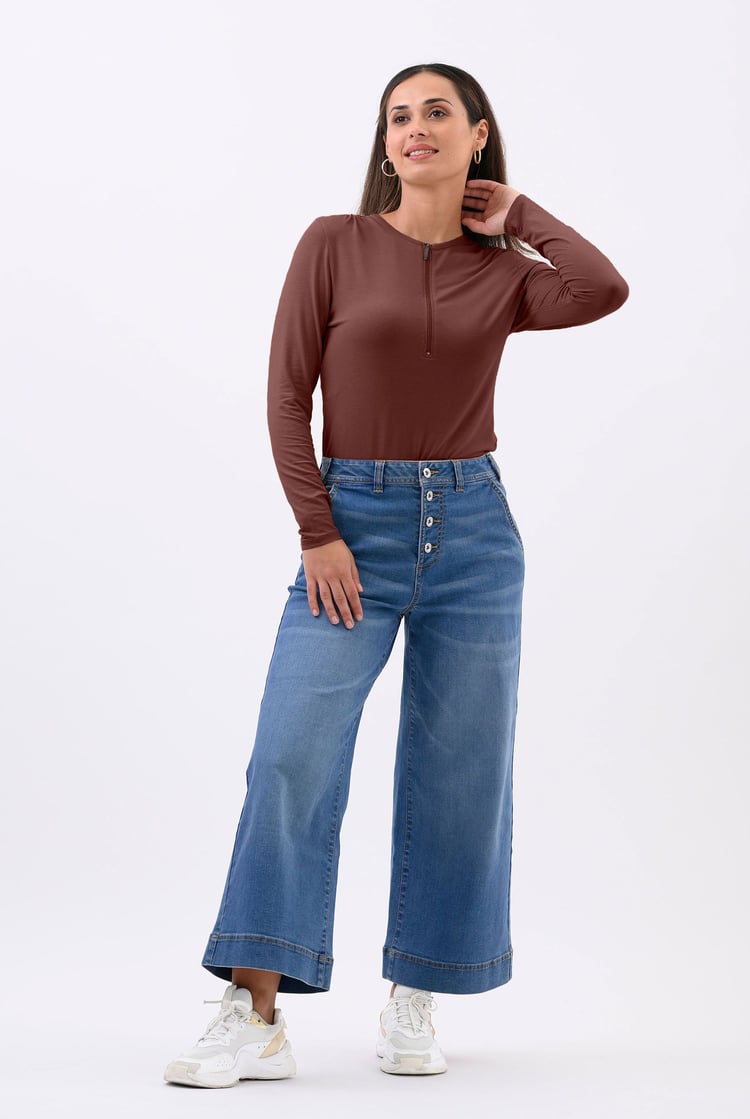 Zip Front Crew Neck T-Shirt