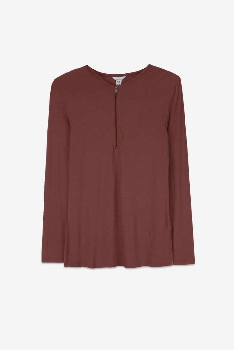 Zip Front Crew Neck T-Shirt