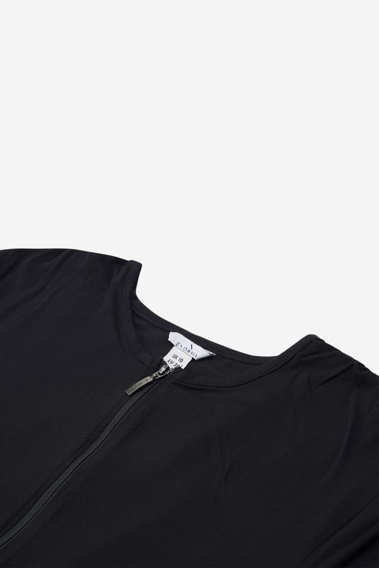 Zip Front Crew Neck T-Shirt