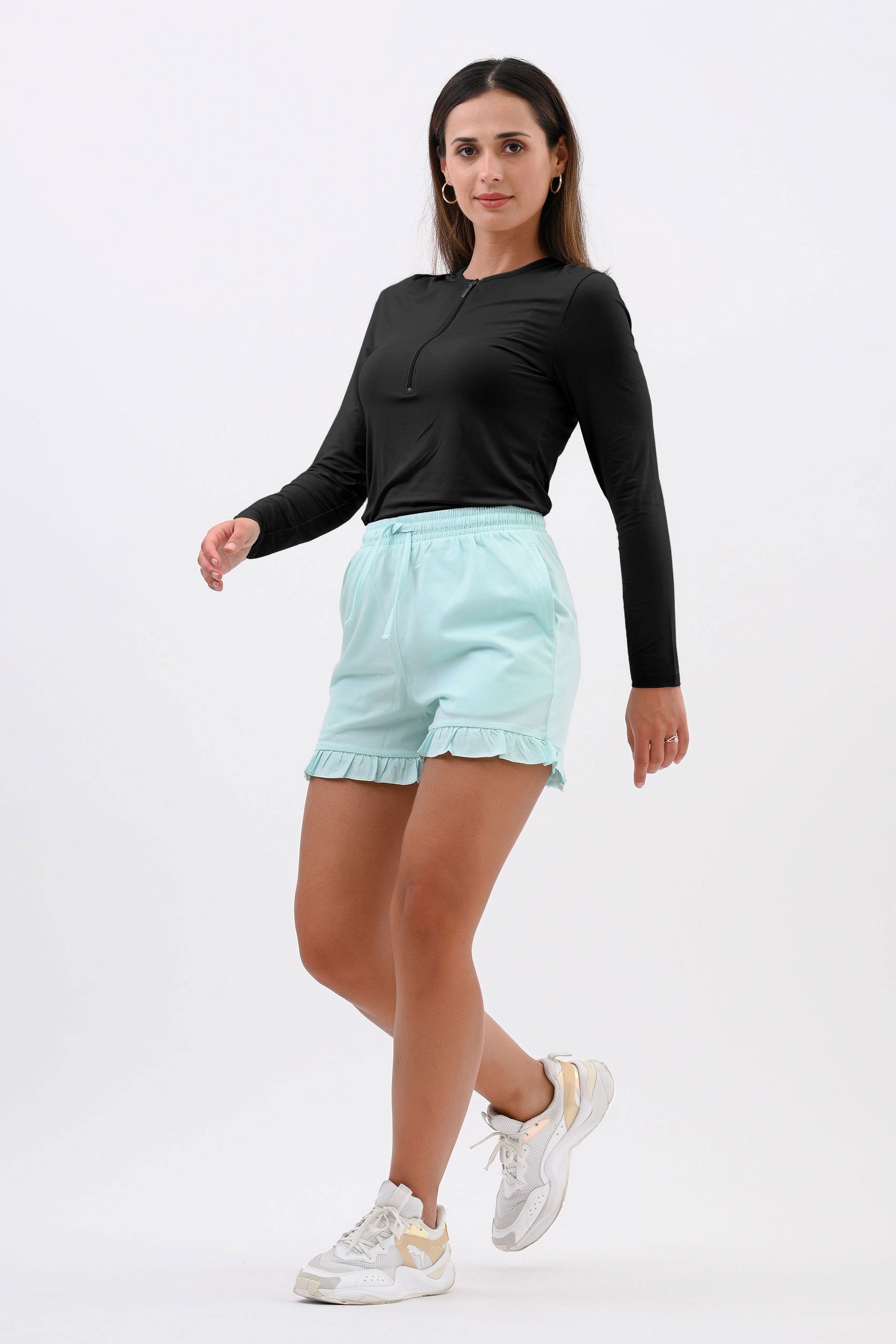 Zip Front Crew Neck T-Shirt