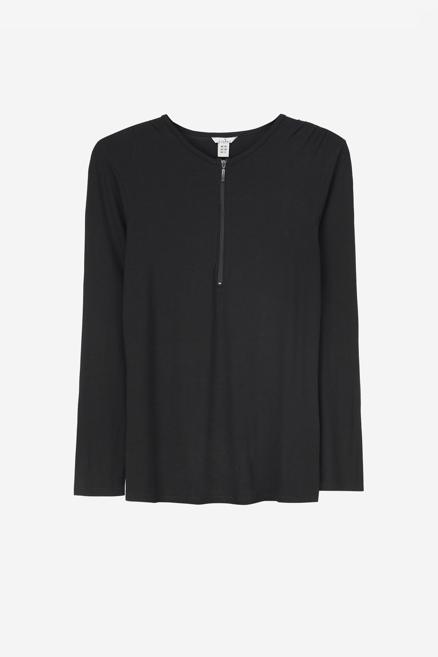 Zip Front Crew Neck T-Shirt