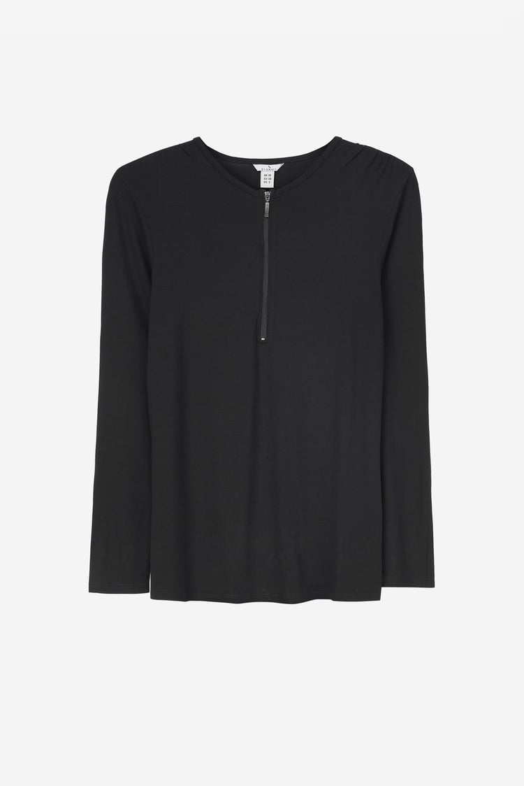 Zip Front Crew Neck T-Shirt