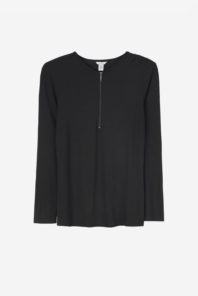 Zip Front Crew Neck T-Shirt