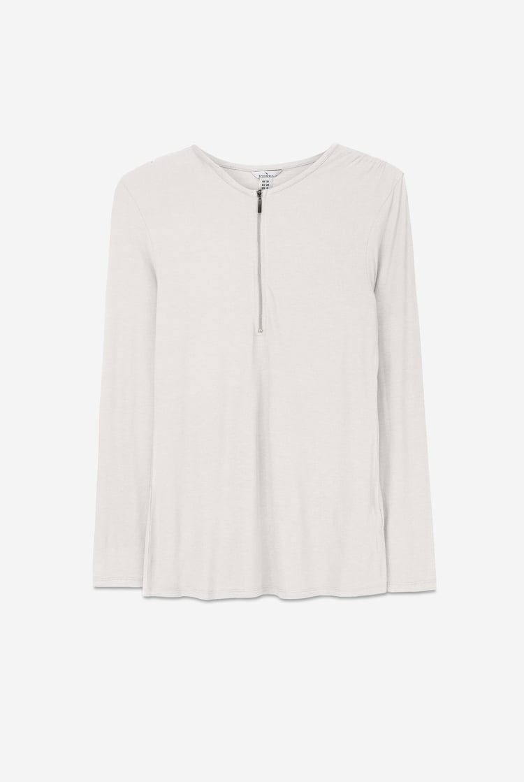 Zip Front Crew Neck T-Shirt