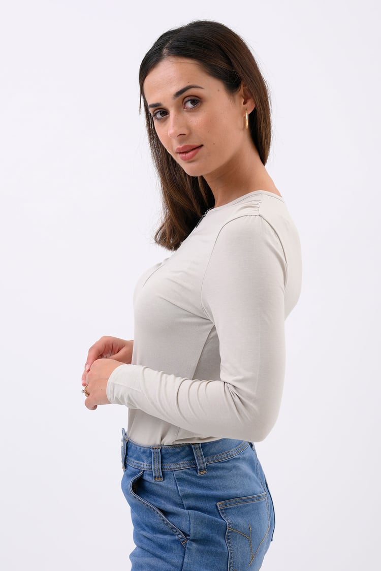 Zip Front Crew Neck T-Shirt