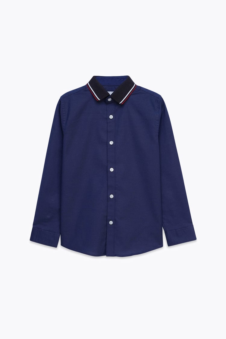 Woven Tipped Collar Shirt (3-14yrs)