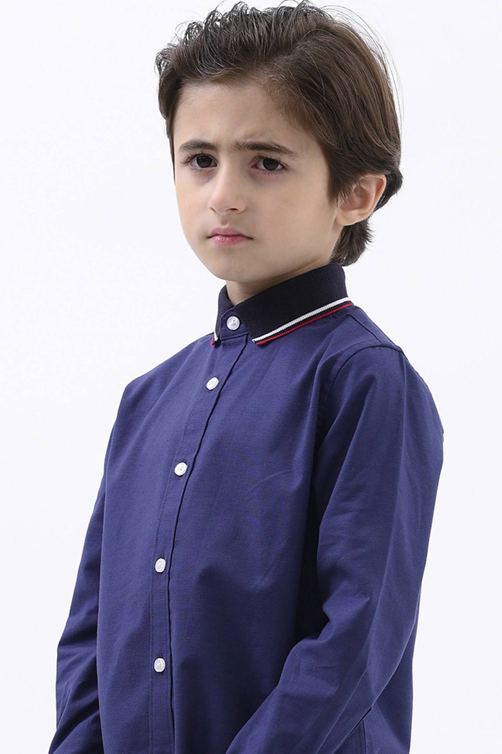 Woven Tipped Collar Shirt (3-14yrs)