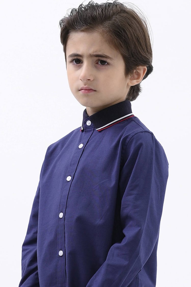Woven Tipped Collar Shirt (3-14yrs)