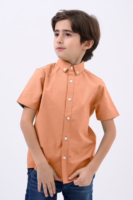 Boys White SS Stretch Oxford Shirt (3-14yrs)