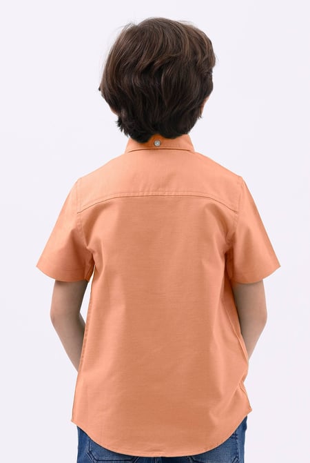 Boys Orange SS Stretch Oxford Shirt (3-14yrs)