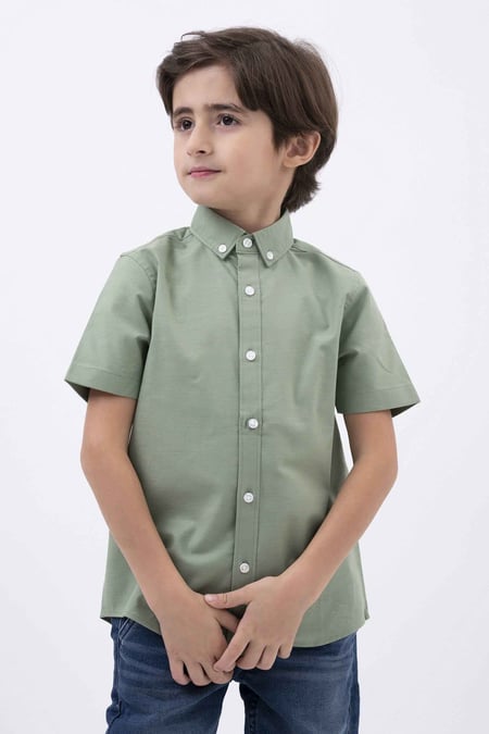 Boys White SS Stretch Oxford Shirt (3-14yrs)