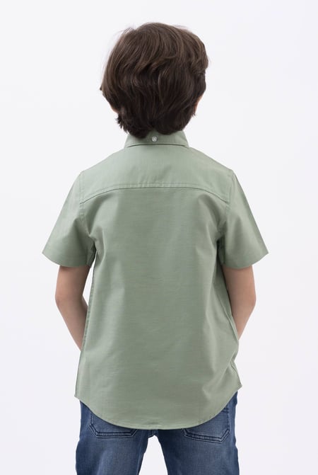 Boys Green SS Stretch Oxford Shirt (3-14yrs)