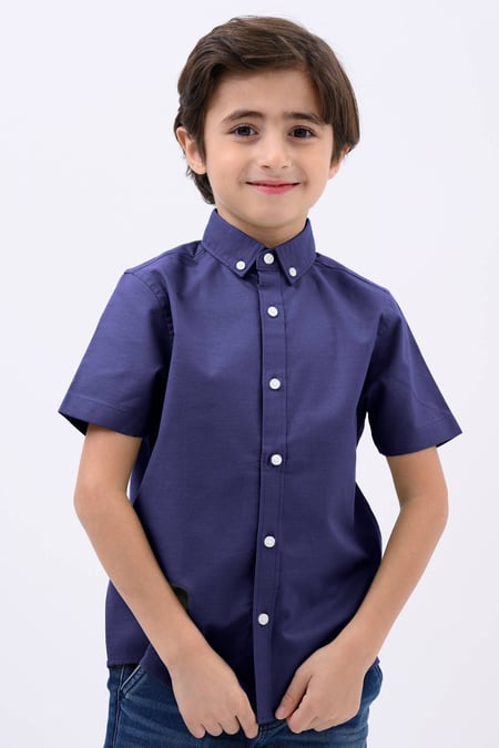 Boys White SS Stretch Oxford Shirt (3-14yrs)