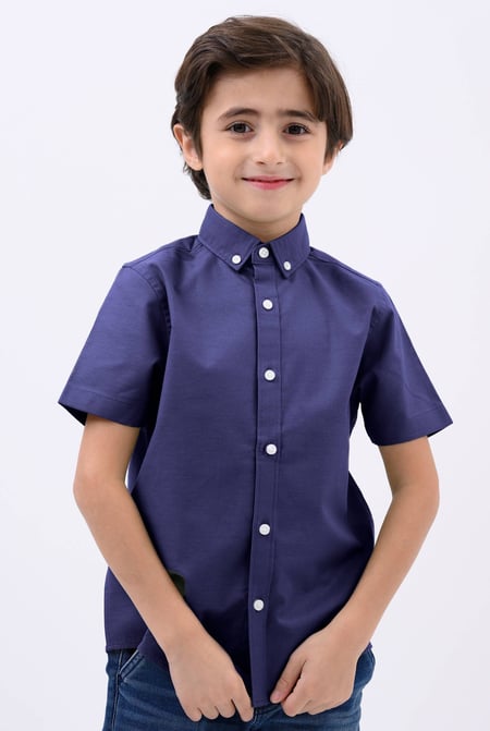 Boys Orange SS Stretch Oxford Shirt (3-14yrs)