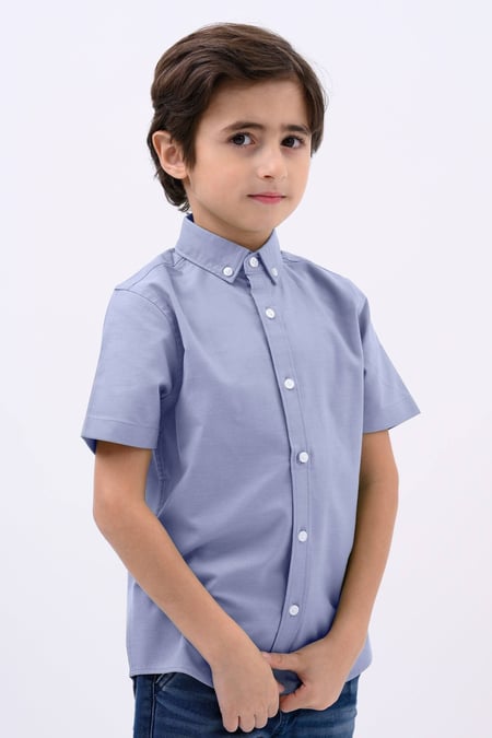 Boys White SS Stretch Oxford Shirt (3-14yrs)
