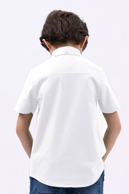 Boys White SS Stretch Oxford Shirt (3-14yrs)