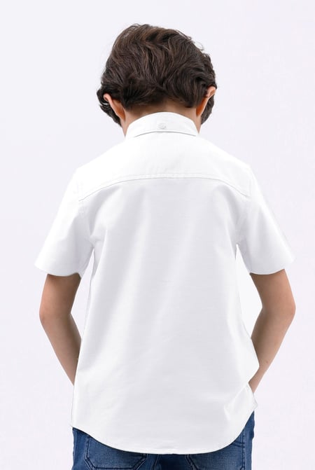Boys White SS Stretch Oxford Shirt (3-14yrs)